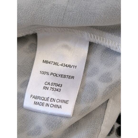 Rachel Zoe Size XL Black White Gray Heart Print Blouse High Neck Smocked Wrist - Picture 8 of 10